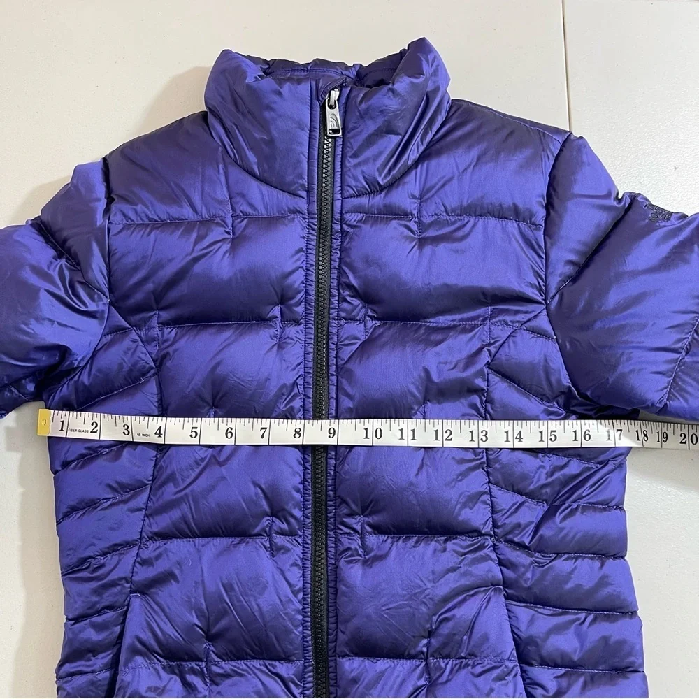 The North Face 550 Puffer Down Jacket Girl Large (14/16) Purple Pockets Outdoor